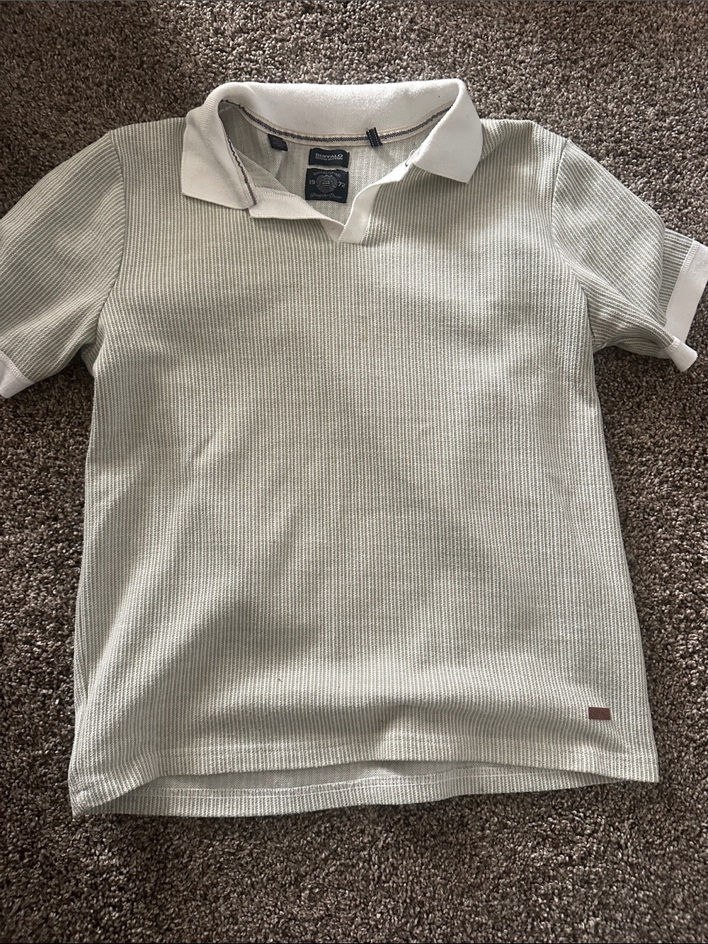 Buffalo David Bitton Men's Light Sage Green Polo with White Collar